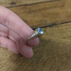 Aquamarine Rose Gold Engagement Ring/Wedding Band
