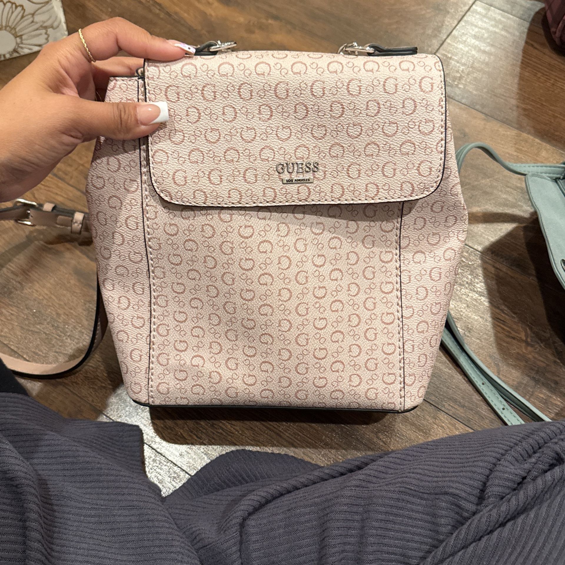 pink guess backpack