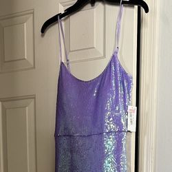 Long Purple Sequen Dress NWT