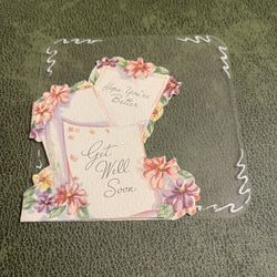 Sugar 'n Spice Get Well Soon Card Die Cut Floral Fold Out Plastic Vellum 1940s