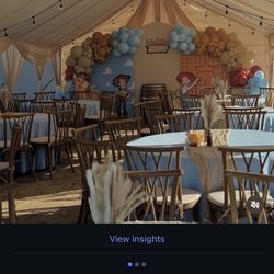 Wood Chairs Backdrop Decor 