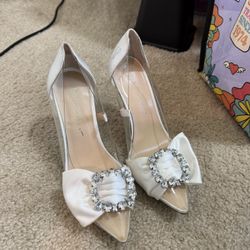 Betsey Johnson Bridal Heels – Crystal Bow Detail, Blue Sole