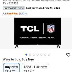 TCL 32" Smart Roku TV (1080p Full HD) - $45