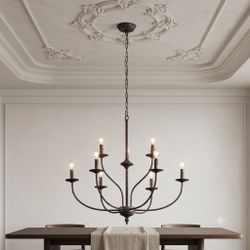 31" Rustic 9-Light Chandelier - Brand New
