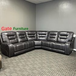 WASSON 6-PIECE GRAY DUAL POWER RECLINING SECTIONAL