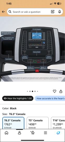 NordicTrack Treadmill T6.5 Console