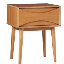 Set Of 2 Mid Century Modern Style Brown Nightstands (New In A Box)