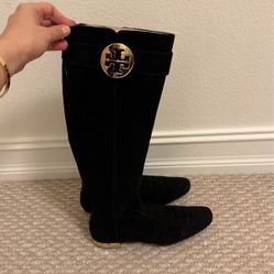 Tory Burch Suede Boots Black Size 5.5