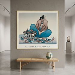 R.C. Gorman Santa Fe Fine Arts Vintage Framed Art Poster Chili Peppers Print
