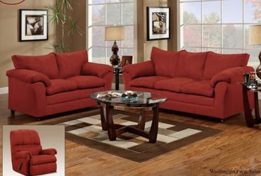 New red couch and Loveseat set! Sectional sofa saves here