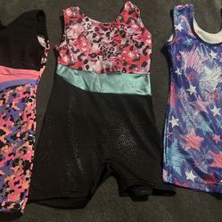 Child Dance Gymnastics Leopard Unitard Shorts Leotard