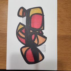 Drawing Abstrac/ Original, Tech Mix. 7x10"