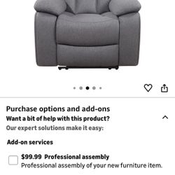 Abbyson Living Fletcher Stain-Resistant Fabric Reclining Chair, Gray