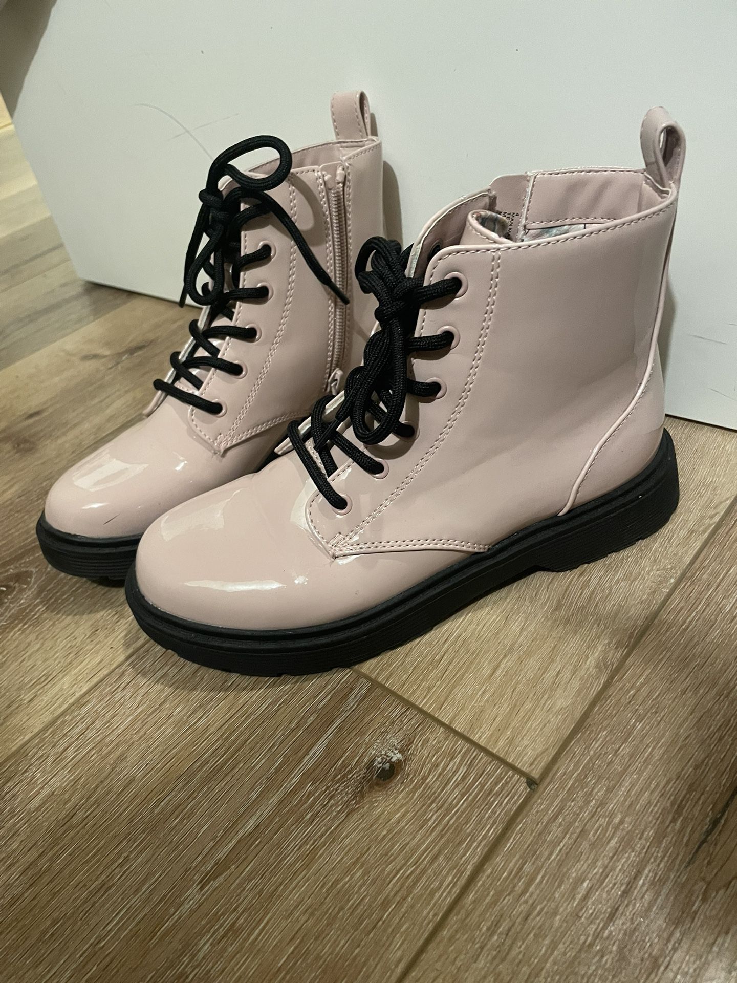 Pink Combat Boots Size 6.5 Or 4 Youth