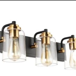 Black And Gold 3 Light Vanity Light