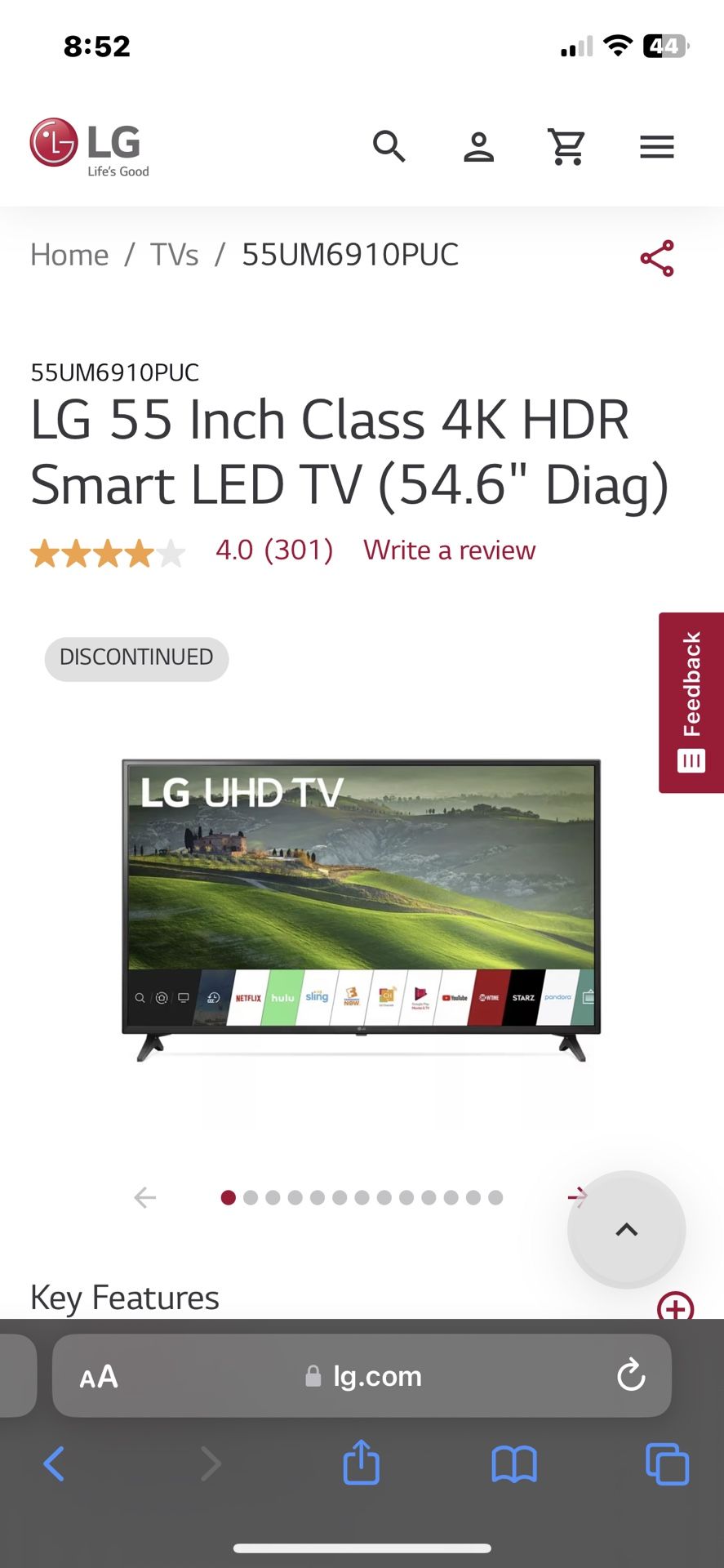 LG 55” Flat Screen 4K HDR LED TV MAKE AN OFFER!