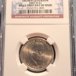 2007D $1 Thomas Jefferson First Day Issue 