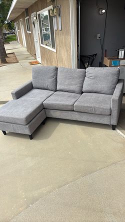 Gray Fabric Sectional Sofa with Chaise