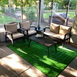 4 Piece Rattan Outdoor Patio Set