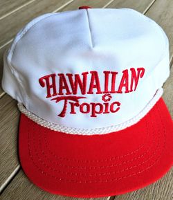Vintage 80-90s Hawaiian Tropic Golf Leather Back Hat