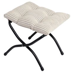 Folding Footrest Stool Beige Striped - New