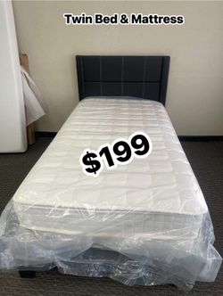 Twin bed and mattress