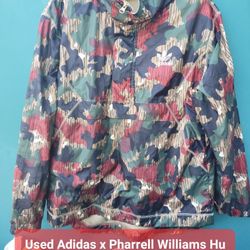 Used Adidas x Pharrell Williams Hu Hiking Camo Windbreaker,sz M h13br  40s 10x8x1 80z