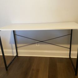 White Wood and Metal Desk