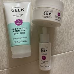 Dermageek GENTLE FACIAL CLEANSER 5.0 FL OZ + NOURISHING FACIAL NIGHT CREAM 3.5% NIACINAMIDE 1.7 OZ + DETOXIFYING FACIAL SERUM 2% BETA HYDROXY ACID 