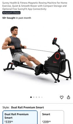 Sunny Health & Fitness Magnetic Rowing Machine for Home Exercise, Quiet & Smooth Rower with Compact Storage and Optional Free SunnyFit App Connectivit
