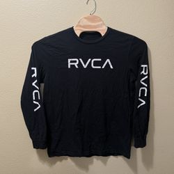 Men’s Medium? RVCA Black Long Sleeve Shirt w/ Logos On Front And Sleeves