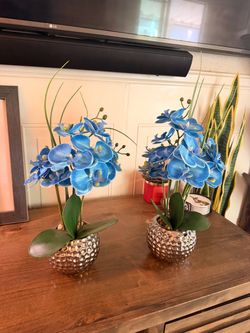 20 inch Blue Artificial Orchids House Decor