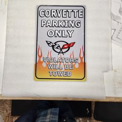 Chevy Corvette Muscle Car Parking Only Metal Sign 