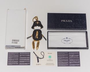NIB Prada Robby Trick Robot Re-Nylon Bag Charm Black Authentic