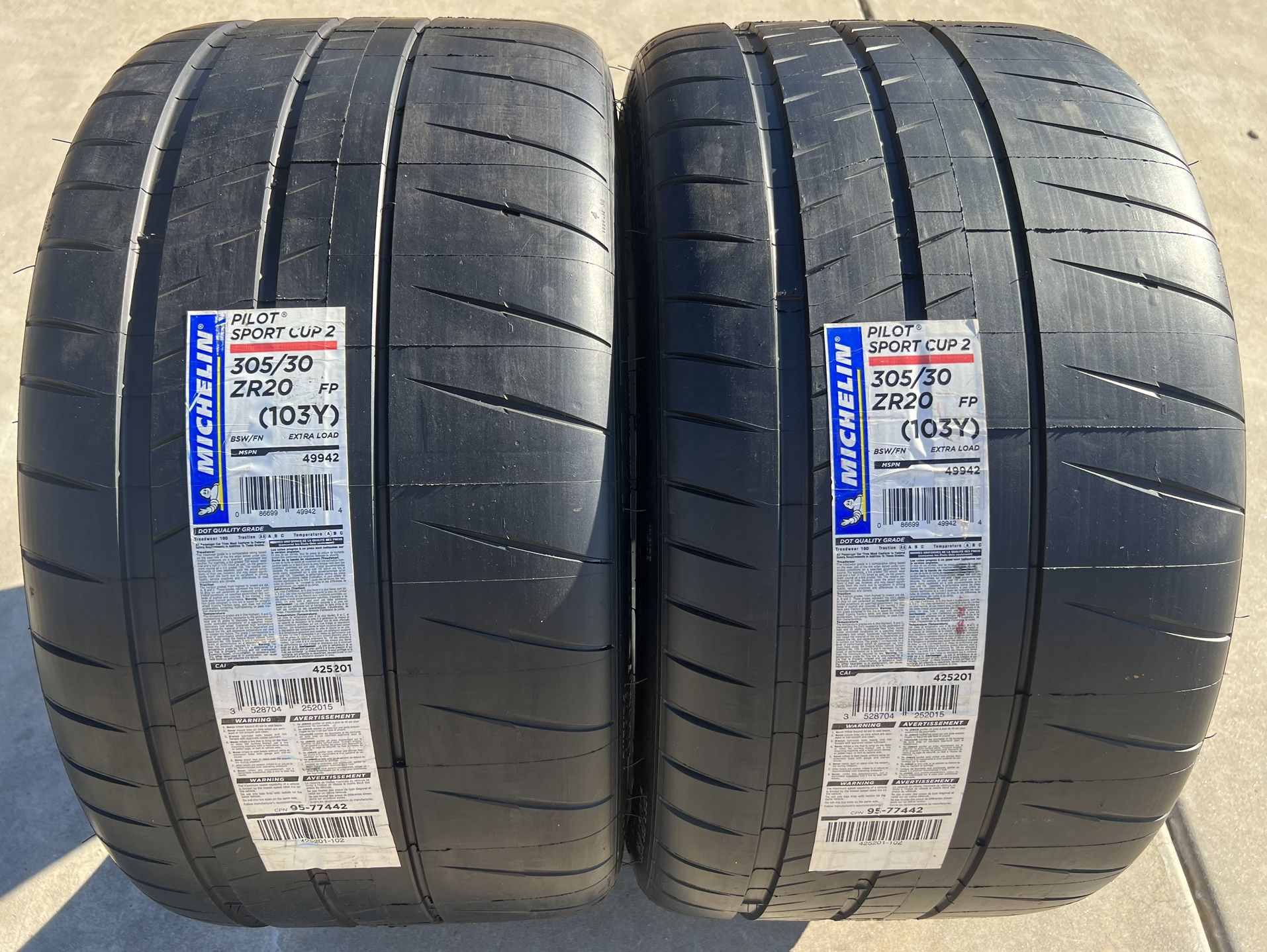 TWO BRAND NEW 305/30ZR20 Michelin Pilot Sport Cup 2 FP Tires 305-30-20 305 30 20