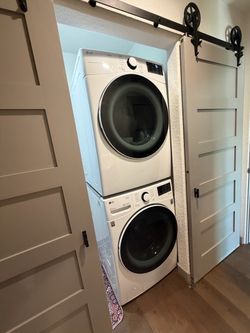 LG Front Load Washer & Gas Dryer Set – White – Stackable