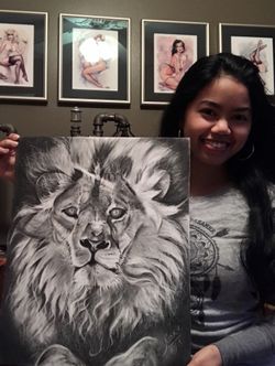 ORIGINAL 14”x 17” LION CHARCOAL DRAWING