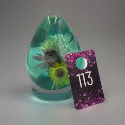 VNTG Acrylic Lucites Pear Shaped Paperweight With Dried Flowers
