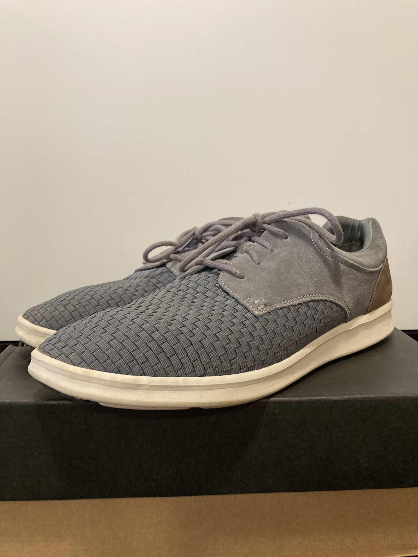 SIZE 14 - UGG Hepner Grey Suede Leather Woven Trainer