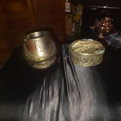 vintage mortar pharmacy and Japanese trinket box