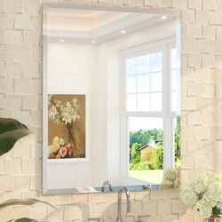 NIB 30" x 36" Rectangle Mirror with Frameless Tempered Beveled Edge for Vanity and Bathroom
