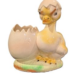 VINTAGE Duck & Easter Egg Ceramic Planter - Handcrafted in Occupied Japan 6.5" H