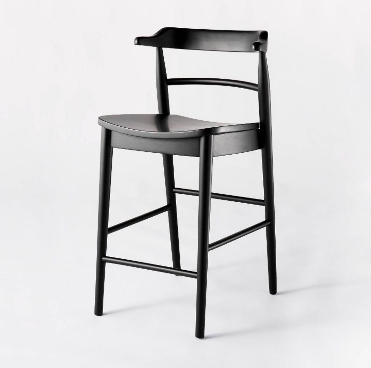 Threshold with Studio McGee Curved Back Wood Counter Height Barstool Black