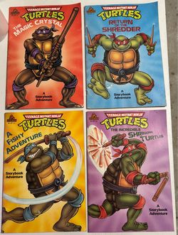 Vintage Teenage Mutant Ninja Turtles TMNT Storybook Lot of 4 Random House 1990 Paperback