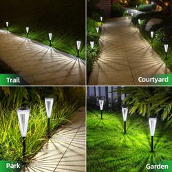 6 Pack Solar Outdoor Lights,Solar Landscape Lights Powered Pathway Lights Warm/White Switch Auto On/Off Waterproof LED Path Lighting for Garden Walkwa
