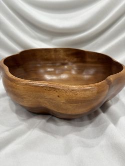 Large Pier 1 Wood Salad Serving Bowl 