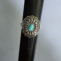 CONCHO FLOWER TURQUOISE NEW LADIES SIZE 7 RING