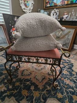 mark.Title:Pottery Barn Teen Cozy Pom Sherpa Throw Pillows – Set of 2 (Light Gray/Oatmeal)