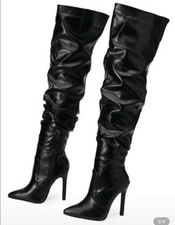 Black Over-the-Knee Stiletto Boots
