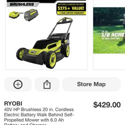 Ryobi Brushless 20in Cordless Lawn Mower